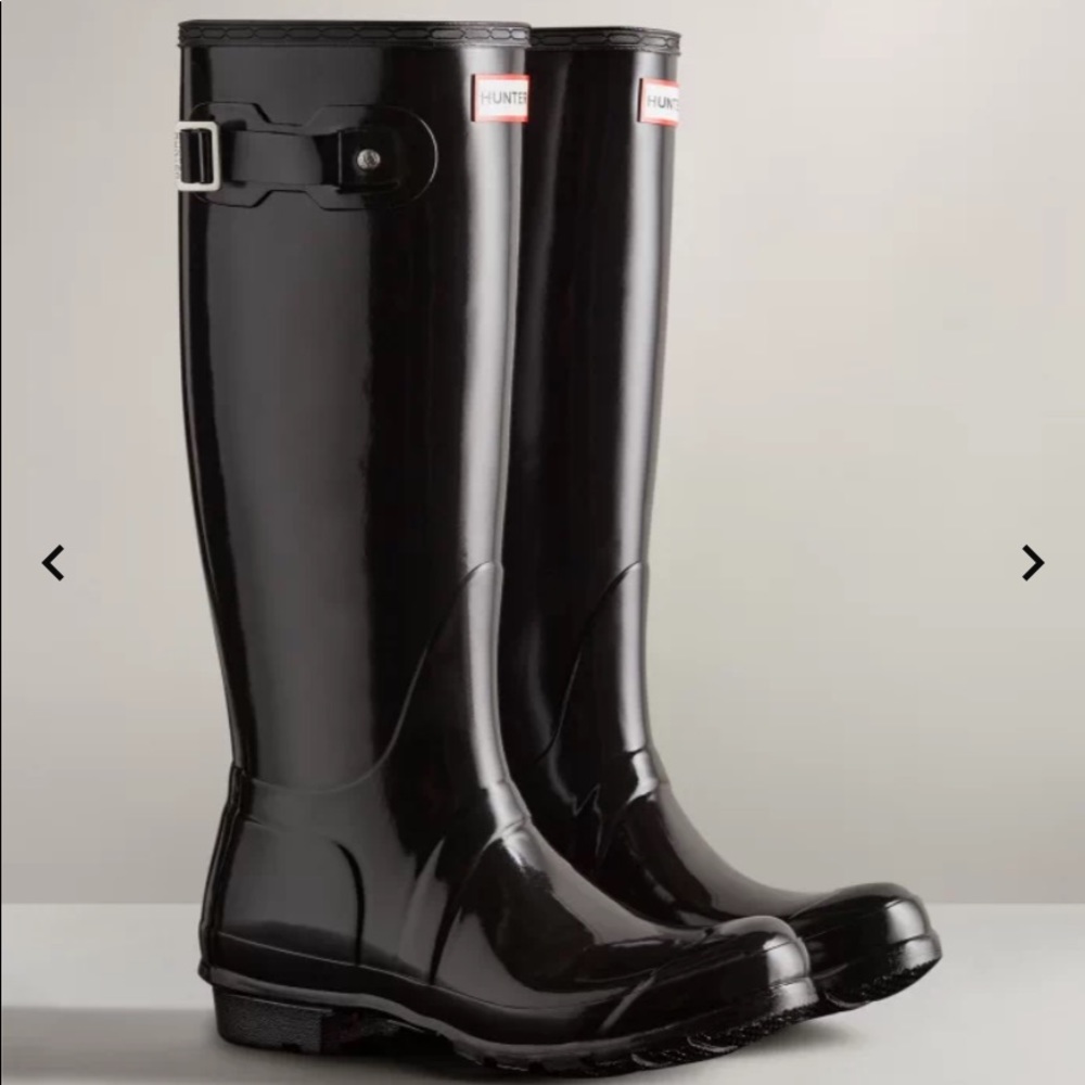 Women’s Tall Black Gloss Hunter Rainboots